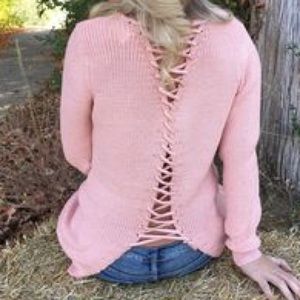 Lace up sweater NWT